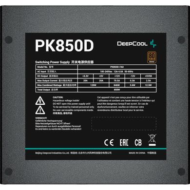Блок питания Deepcool 850W PK850D (R-PK850D-FA0B-EU) фото