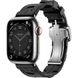 Apple Watch Hermes Series 9 GPS + Cellular, 41mm Silver Stainless Steel Case with Noir Kilim Single Tour (MRQ43 + MTHT3)