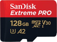 Карта пам'яті SanDisk 128 GB microSDXC UHS-I U3 Extreme Pro + SD Adapter SDSQXCD-128G-GN6MA фото