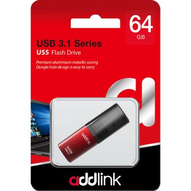 Flash память addlink 64 GB U55 USB 3.1 Red (ad64GBU55R3) фото