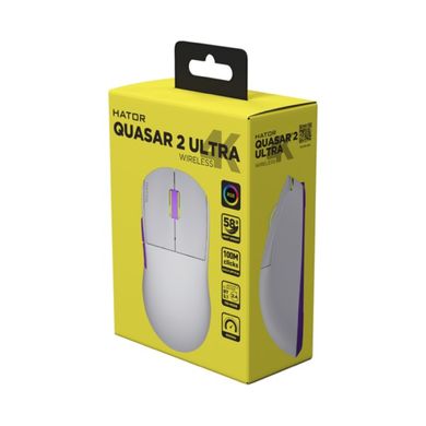 Миша комп'ютерна HATOR Quasar 2 Ultra 4K Wireless White/Lilac (HTM571WL) фото