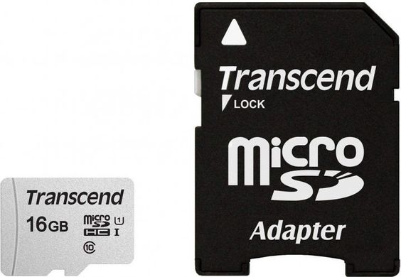 Карта памяти Transcend 16 GB microSDHC UHS-I 300S + SD Adapter TS16GUSD300S-A фото