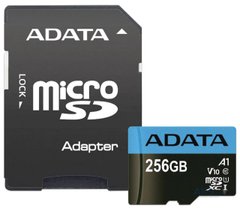Карта памяти ADATA 256 GB microSDXC UHS-I Premier A1 + SD adapter AUSDX256GUICL10A1-RA1 фото