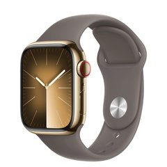 Смарт-годинник Apple Watch Series 9 GPS + Cellular 41mm Gold S. Steel Case w. Clay S. Band - S/M (MRJ53) фото