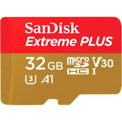 Карта пам'яті SanDisk 32 GB microSDHC UHS-I U3 Extreme Plus A1 + SD Adapter SDSQXBG-032G-GN6MA фото