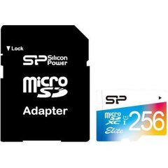 Карты памяти Silicon Power 256 GB microSDXC UHS-I Elite COLOR + SD adapter SP256GBSTXBU1V20SP