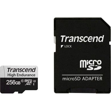 Карта памяти Transcend 256 GB microSDXC UHS-I (U3) High Endurance + SD Adapter TS256GUSD350V фото