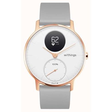 Смарт-годинник Withings Steel HR Watch 36mm White/Rose Gold with Grey Silicone Band (HWA03b-36white-RG-S.Grey) фото