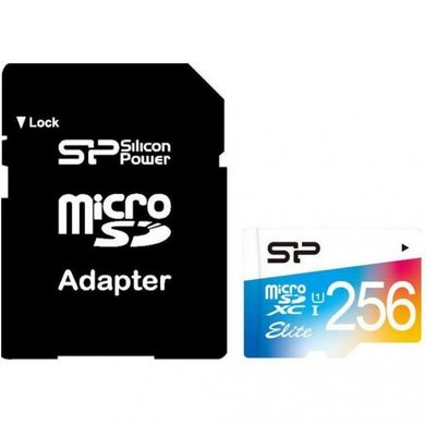 Карта памяти Silicon Power 256 GB microSDXC UHS-I Elite COLOR + SD adapter SP256GBSTXBU1V20SP фото