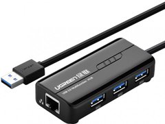 Кабелі та перехідники UGREEN USB 3.0 Hub with Gigabit Ethernet (20265) фото