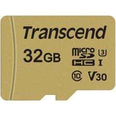 Карта памяти Transcend 32 GB microSDHC UHS-I U3 500S + SD Adapter TS32GUSD500S фото