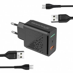 Зарядное устройство Grand-X CH-650MT + Micro-USB + USB-C Black фото