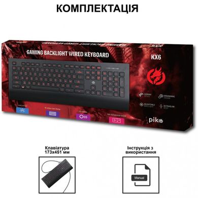 Клавиатура Piko KX6 USB Black (1283126489556) фото