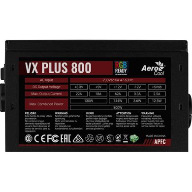 Блок питания Aerocool VX PLUS 800 RGB фото