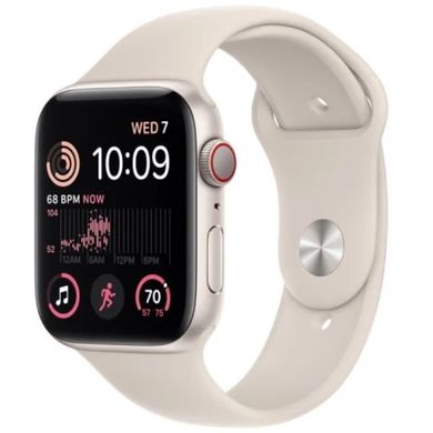 Смарт-часы Apple Watch SE 44mm GPS+ Cellular Starlight Aluminum Case with Starlight Sport Band S/M (MNTW3) фото