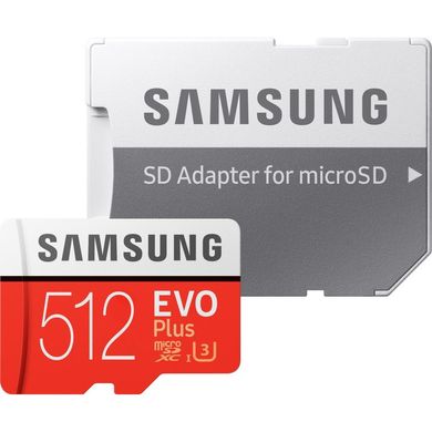 Карта пам'яті Samsung 512 GB microSDXC Class 10 UHS-I U3 EVO Plus + SD Adapter MB-MC512GA фото