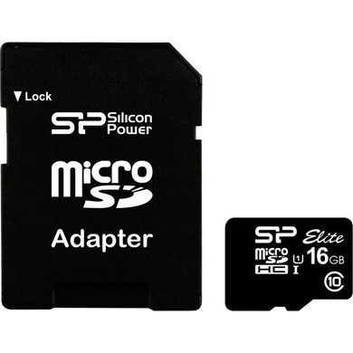 Карта пам'яті Silicon Power 16 GB microSDHC UHS-I Elite + SD adapter SP016GBSTHBU1V10-SP фото