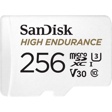 Карта памяти SanDisk 256 GB microSDXC High Endurance UHS-I U3 V30 + SD adapter SDSQQNR-256G-GN6IA фото