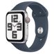 Apple Watch SE 2 GPS + Cellular 44mm Silver Aluminium Case with Storm Blue Sport Band - M/L (MRHH3)