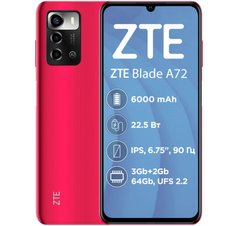 Смартфон ZTE Blade A72 3/64GB Red фото