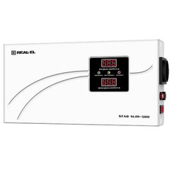 Стабілізатор напруги REAL-EL STAB SLIM-500 White (EL122400006) фото