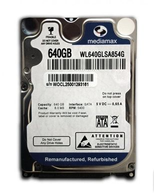 Жорсткий диск Накопитель HDD 2.5" SATA 640GB Mediamax 5400rpm 8MB (WL640GLSA854G) фото