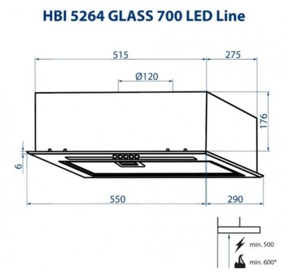 Встраиваемые вытяжки Minola HBI 5264 BL GLASS 700 LED Line фото