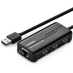 Кабелі та перехідники UGREEN USB 2.0 Hub RJ45 Ethernet Adapter (20264) фото