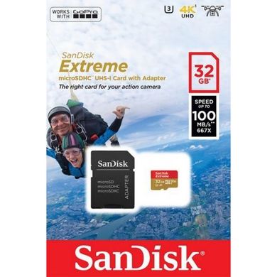 Карта пам'яті SanDisk 32 GB microSDHC UHS-I U3 Extreme A1 V30 SDSQXAF-032G-GN6GN фото
