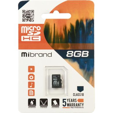 Карта памяти Mibrand 8 GB microSDHC Class 10 MICDHC10/8GB фото