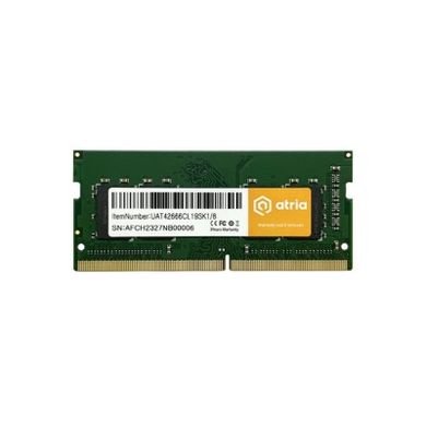 Оперативна пам'ять ATRIA 8Gb DDR4 2666MHz sodimm (UAT42666CL19SK1/8) фото