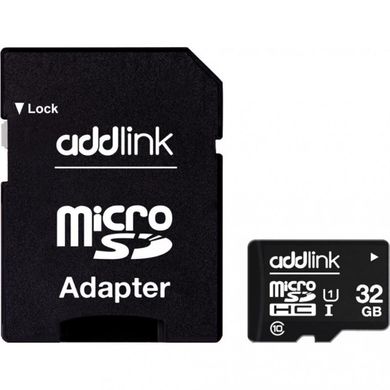 Карта пам'яті addlink 32 GB microSDHC class 10 UHS-I + SD Adapter AD32GBMSH310A фото
