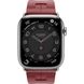 Apple Watch Hermes Series 9 GPS + Cellular, 41mm Silver Stainless Steel Case with Rouge H Kilim Single Tour (MRQ43 + MTHW3)