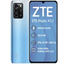 Смартфон ZTE Blade A72 3/64GB Sky Blue фото