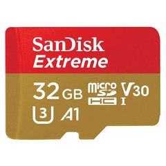 Карта памяти SanDisk 32 GB microSDHC UHS-I U3 Extreme Action A1 + SD Adapter SDSQXAF-032G-GN6MA фото
