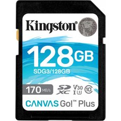 Карты памяти Kingston 128 GB SDXC class 10 UHS-I U3 Canvas Go! Plus SDG3/128GB