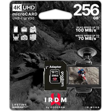 Карта пам'яті GOODRAM 256 GB microSDXC UHS-I U3 V30 IRDM + SD adapter IR-M3AA-2560R12 фото