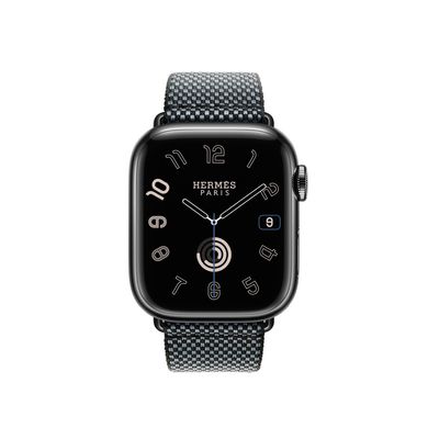 Смарт-часы Apple Watch Hermes Series 9 GPS + Cellular, 41mm Space Black Stainless Steel Case with Denim/Noir Toile H Single Tour (MRQ53 + MTJH3) фото