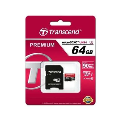 Карта памяти Transcend 64 GB microSDXC UHS-I Premium + SD Adapter TS64GUSDU1 фото