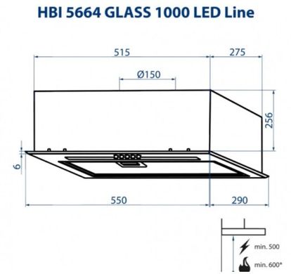 Встраиваемые вытяжки Minola HBI 5664 BL GLASS 1000 LED Line фото