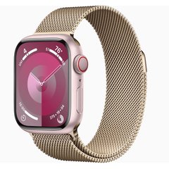 Смарт-часы Apple Watch Series 9 GPS + Cellular 41mm Pink Case (MRQ03) with Apple Watch 41mm Gold Milanese Loop (MTJL3) фото