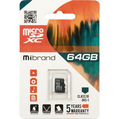 Карта памяти Mibrand 64 GB microSDXC Class 10 UHS-I MICDXU1/64GB фото