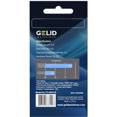 Термопрокладка GELID Solutions GP-Extreme 80x40x0.5 mm (TP-GP01-A) фото