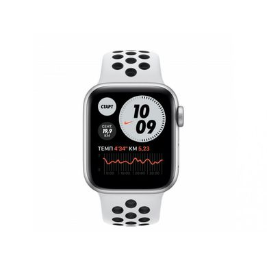 Смарт-часы Apple Watch Nike SE GPS 44mm Silver Alum Case w. Pure Plat./Black Nike S. Band (MKQ73) фото