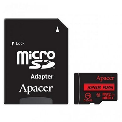 Карта памяти Apacer 32 GB microSDHC Class 10 UHS-I R85 + SD adapter AP32GMCSH10U5-R фото