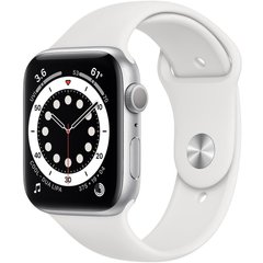 Смарт-годинник Apple Watch Series 6 GPS 44mm Silver Aluminum Case w. White Sport B. (M00D3) фото