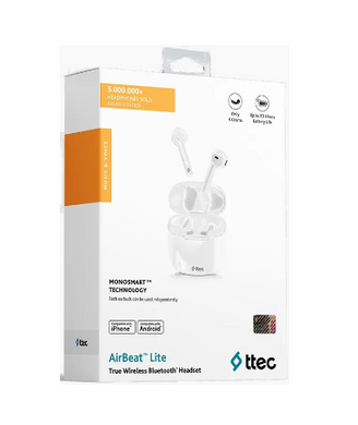 Навушники TWS TTEC AirBeat Lite White (2KM129B) фото