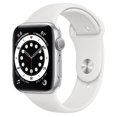 Смарт-годинник Apple Watch Series 6 GPS 44mm Silver Aluminum Case w. White Sport B. (M00D3) фото