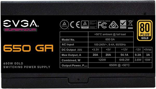 Блок питания EVGA SuperNova 650 GA (220-GA-0650-X1) фото