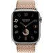 Apple Watch Hermes Series 9 GPS + Cellular, 45mm Silver Stainless Steel Case with Gold/Ecru Toile H Single Tour (MRQP3 + MTJJ3)